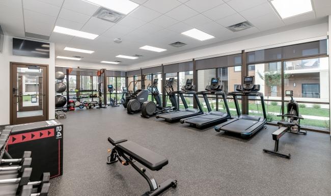 a gym with exercise equipment