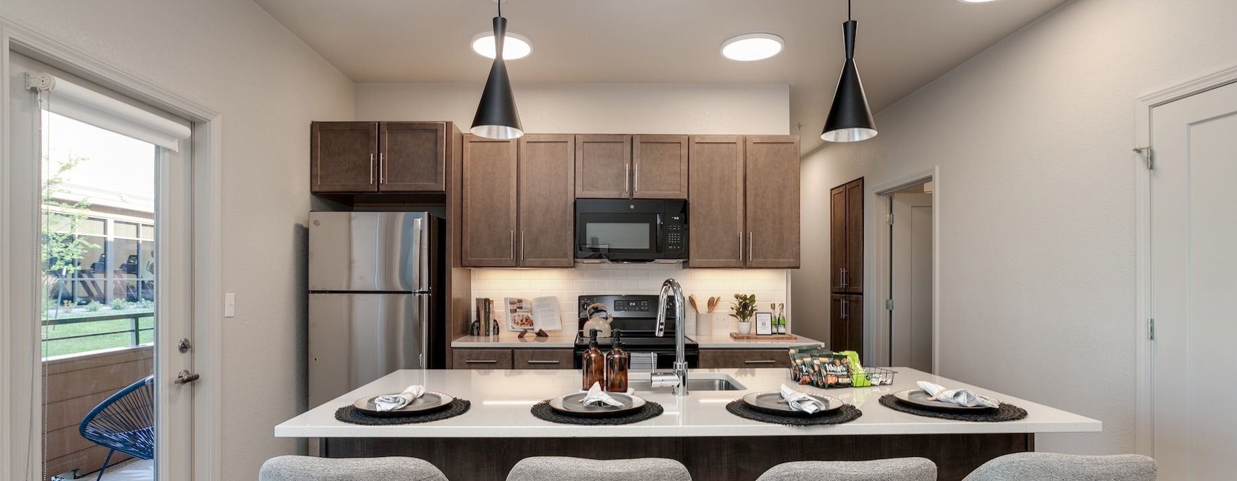 Well-lit kitchen with ample counter space